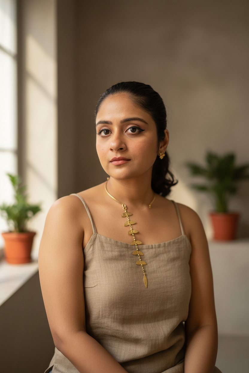 Vine Fantasy Hasli Brass Necklace