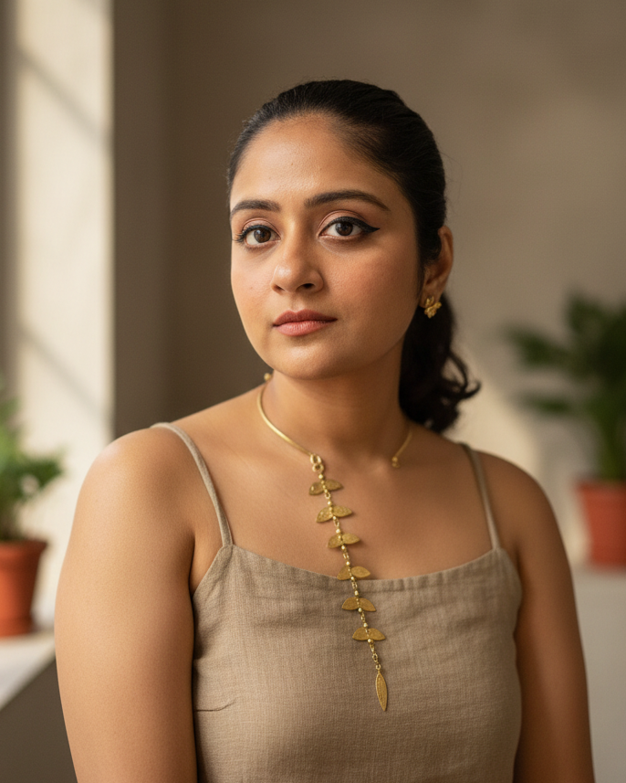 Vine Fantasy Hasli Brass Necklace Jewelry Set (Necklace, Earrings, Bracelet)