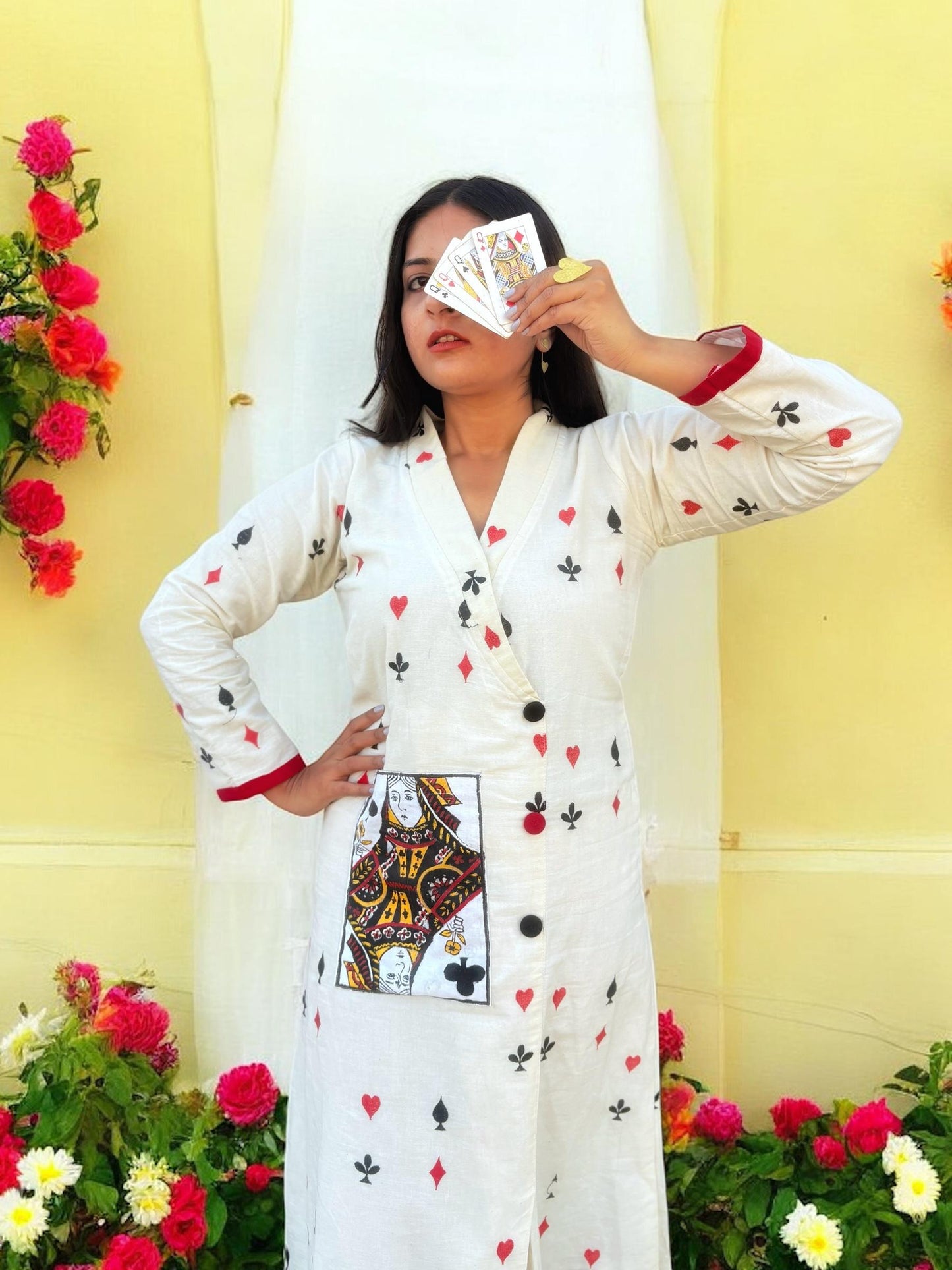 Queen of Cards Handpainted Cotton Jacket Dress