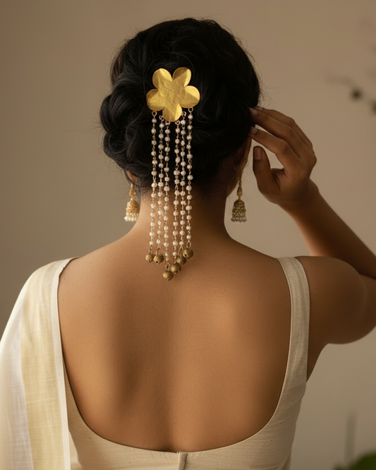 Pearl Waterfalls Brass Hair Accessory