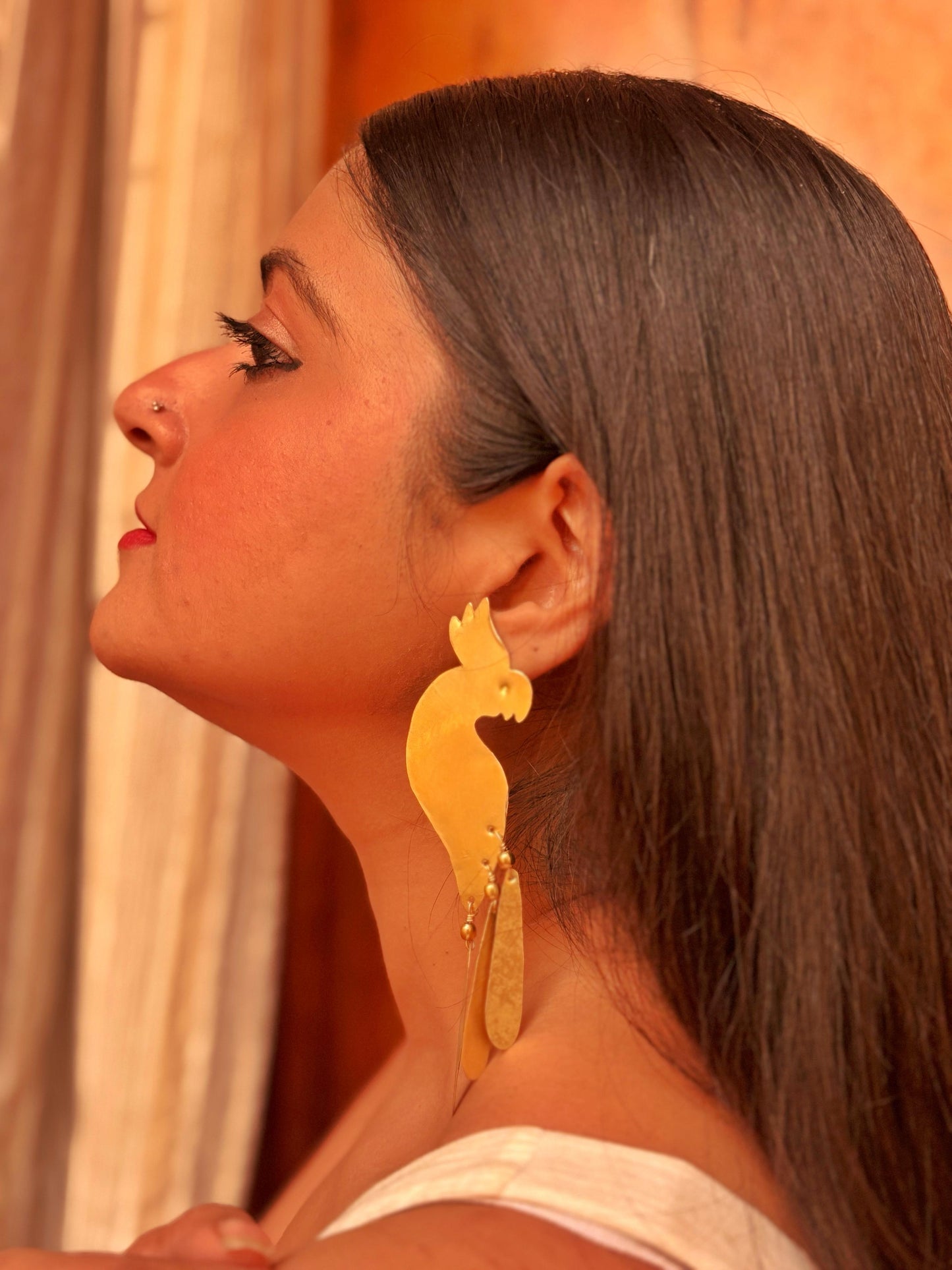 Cacatua Brass Dangler Earrings