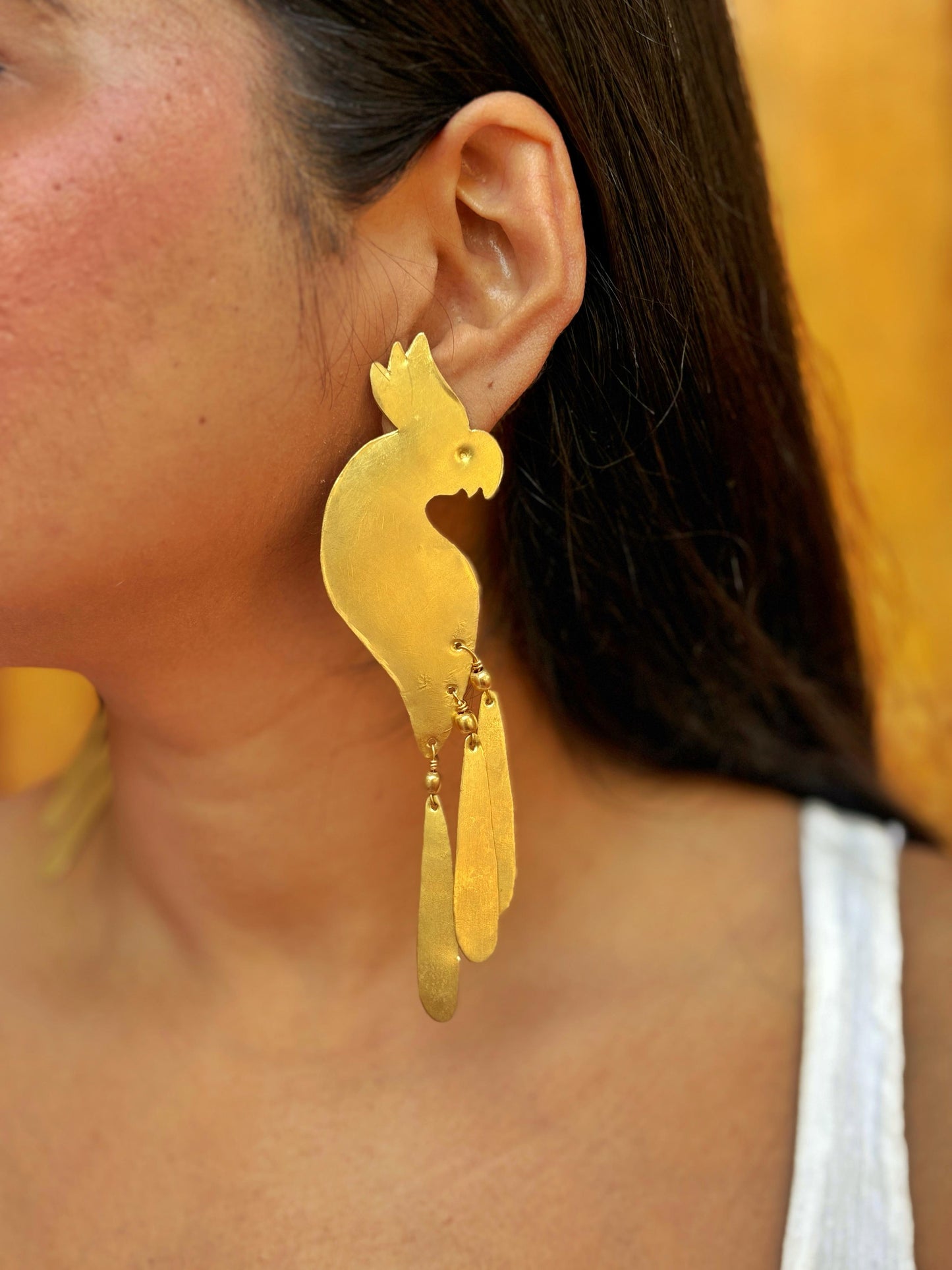 Cacatua Brass Dangler Earrings