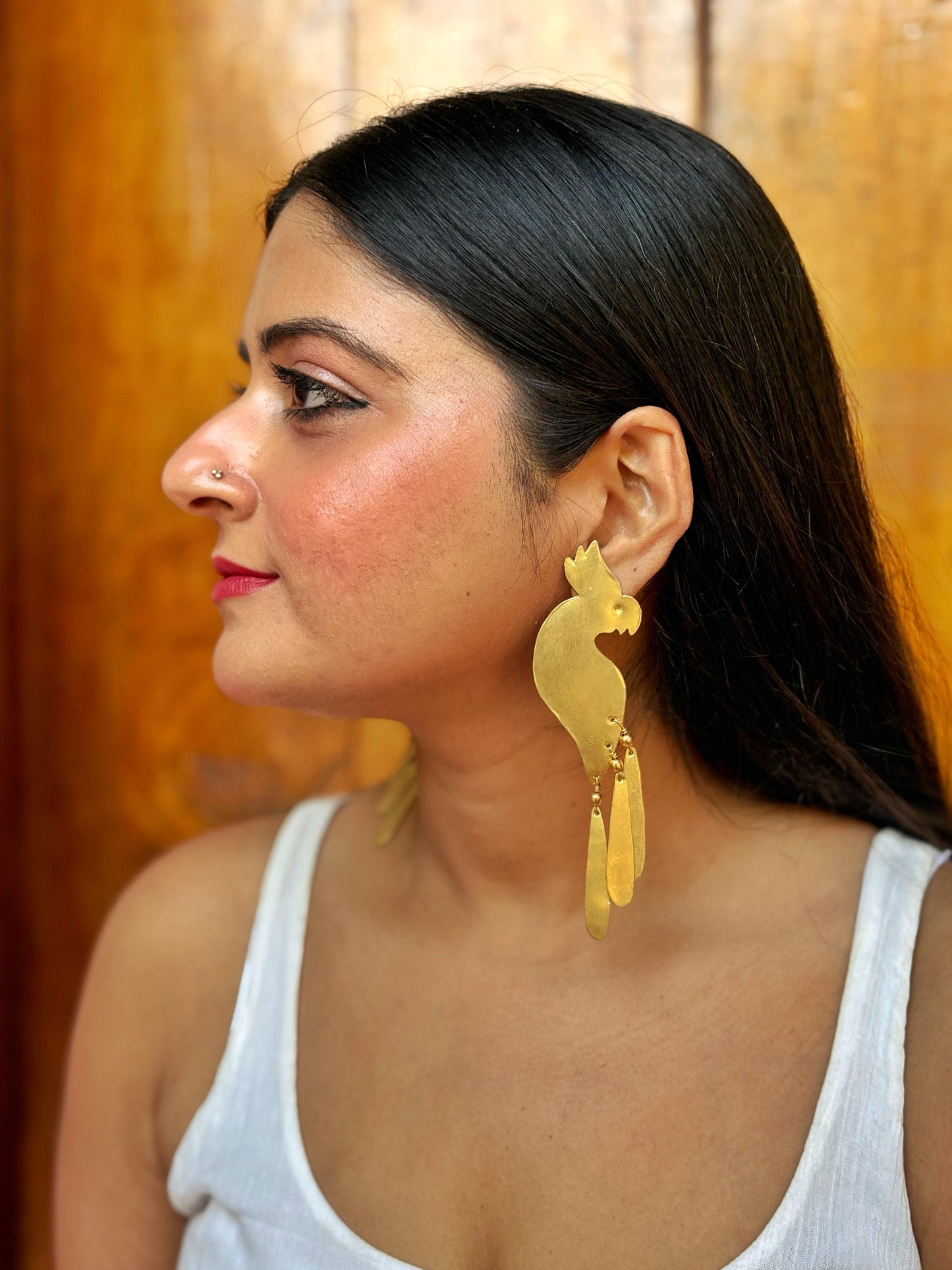 Cacatua Brass Dangler Earrings