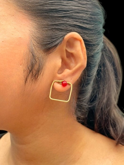 red-dot-square-brass-stud-earrings