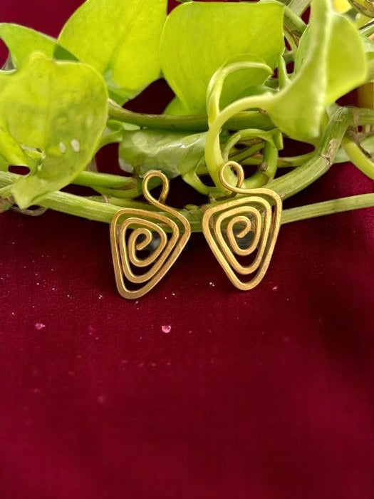 spiral-triangle-brass-stud-earrings