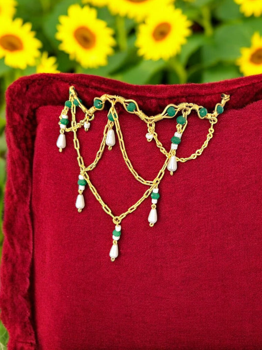 Queen Charlotte Crystal and Brass Choker Necklace - Green