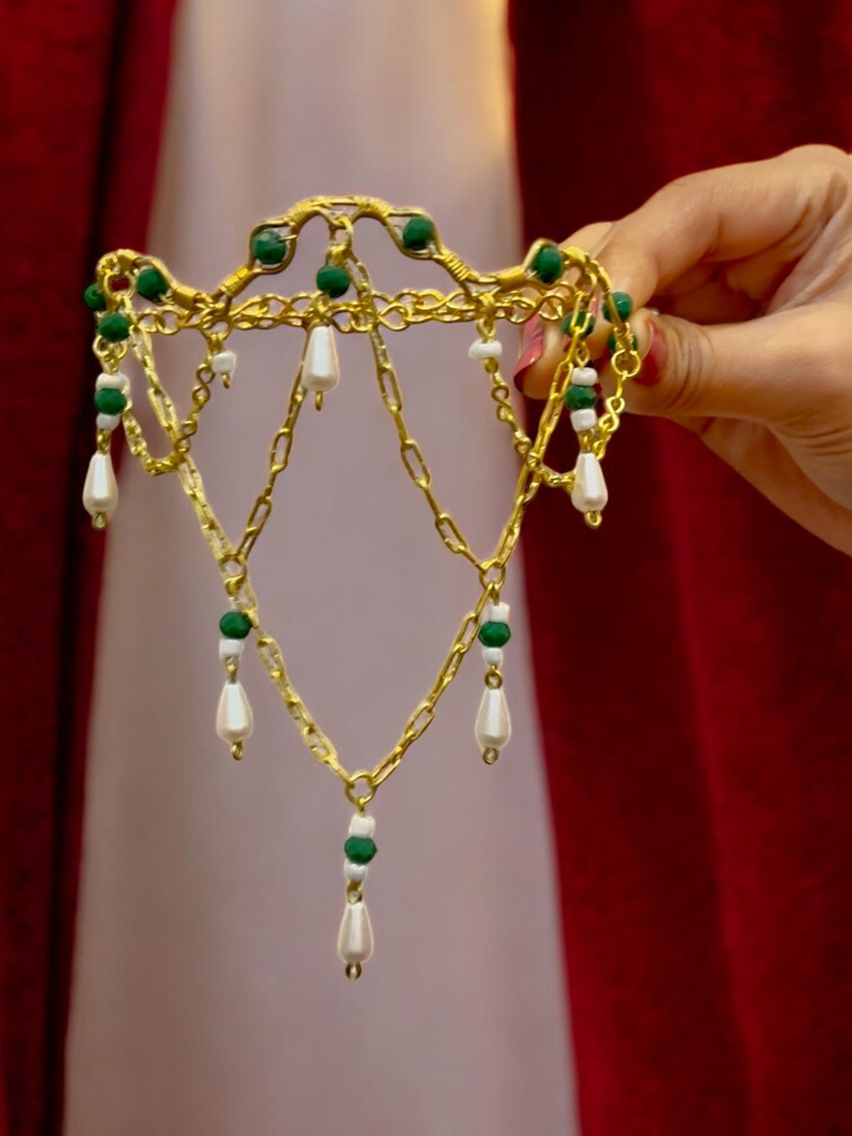 Queen Charlotte Crystal and Brass Choker Necklace - Green