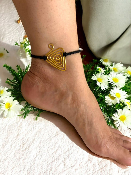 Triangle Spiral Brass Rakhi - Black