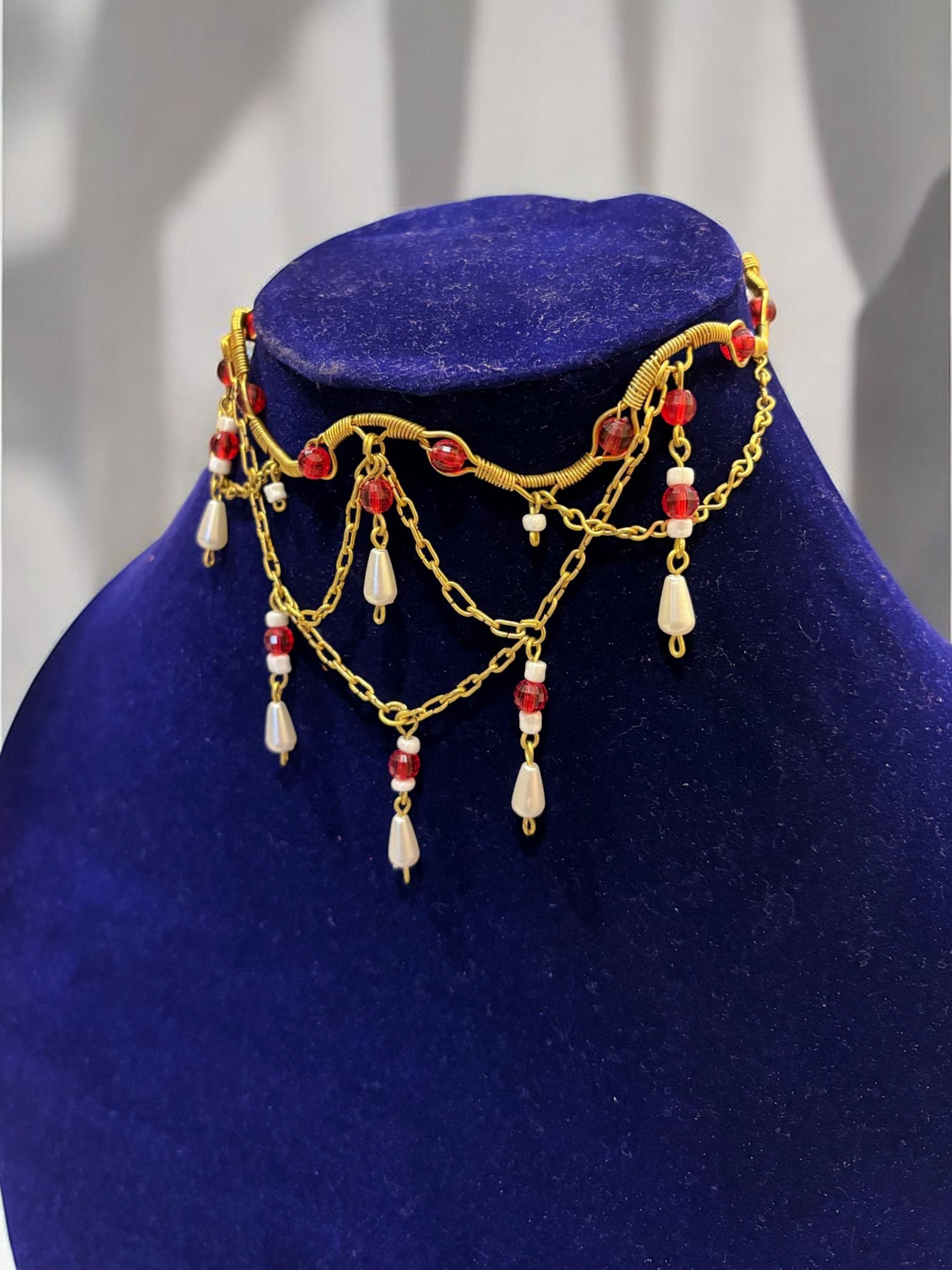 queen-charlotte-red-beaded-brass-choker-necklace