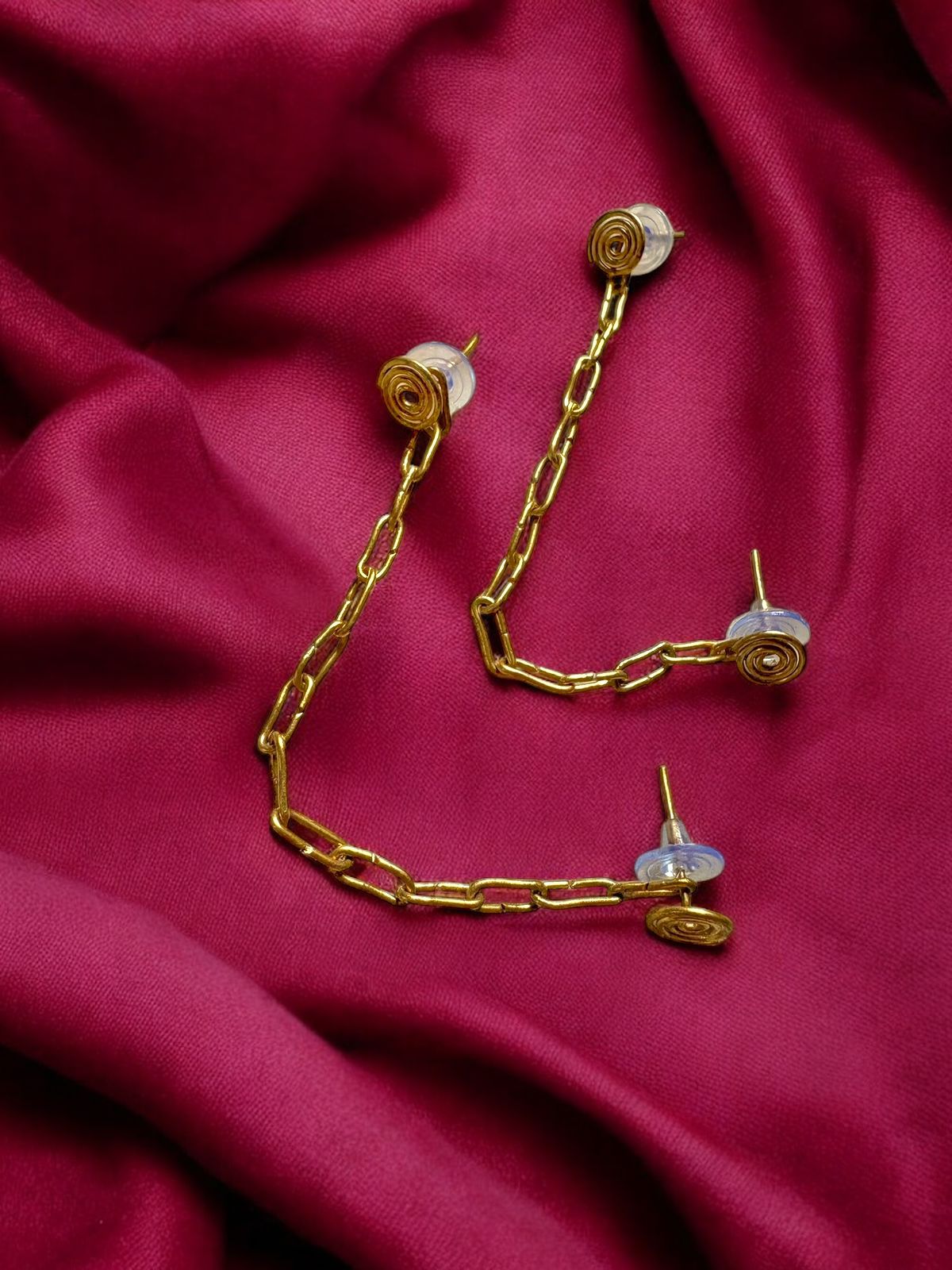 twin-spiral-chained-brass-earcuffs-earrings