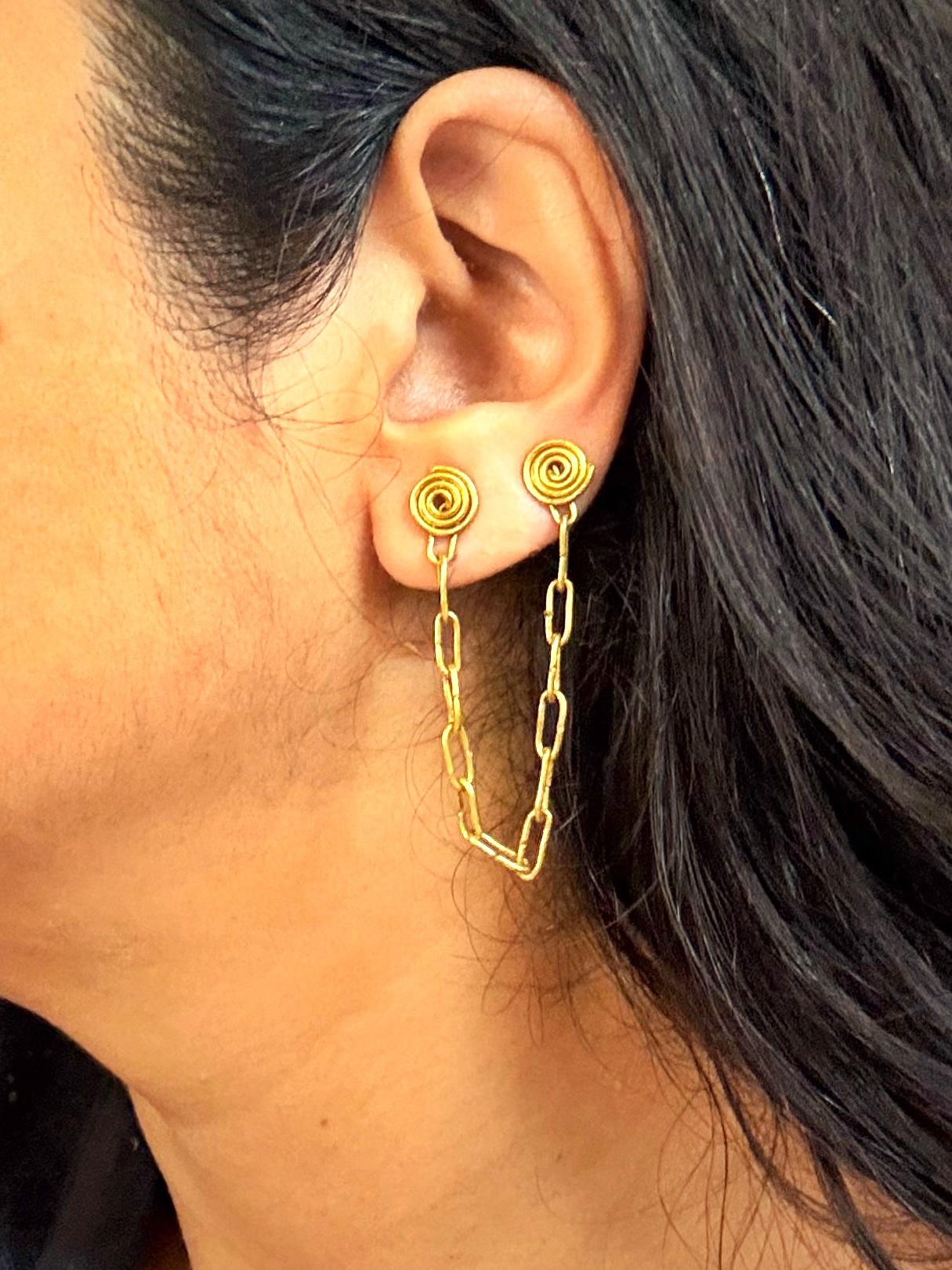 twin-spiral-chained-brass-earcuffs-earrings