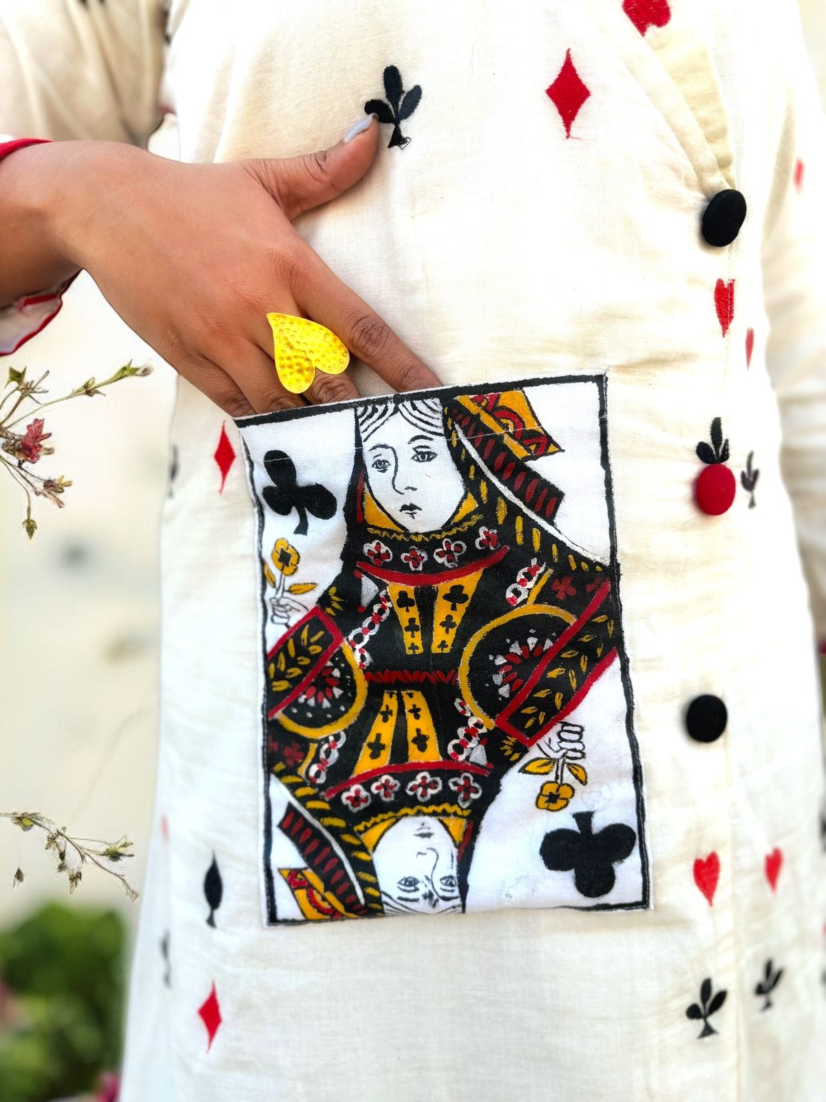 Queen of Cards Handpainted Cotton Jacket Dress