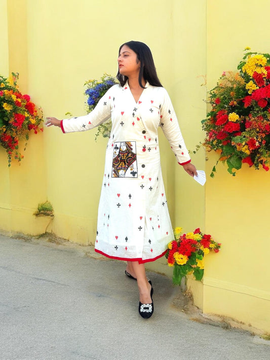 Queen of Cards Handpainted Cotton Jacket Dress