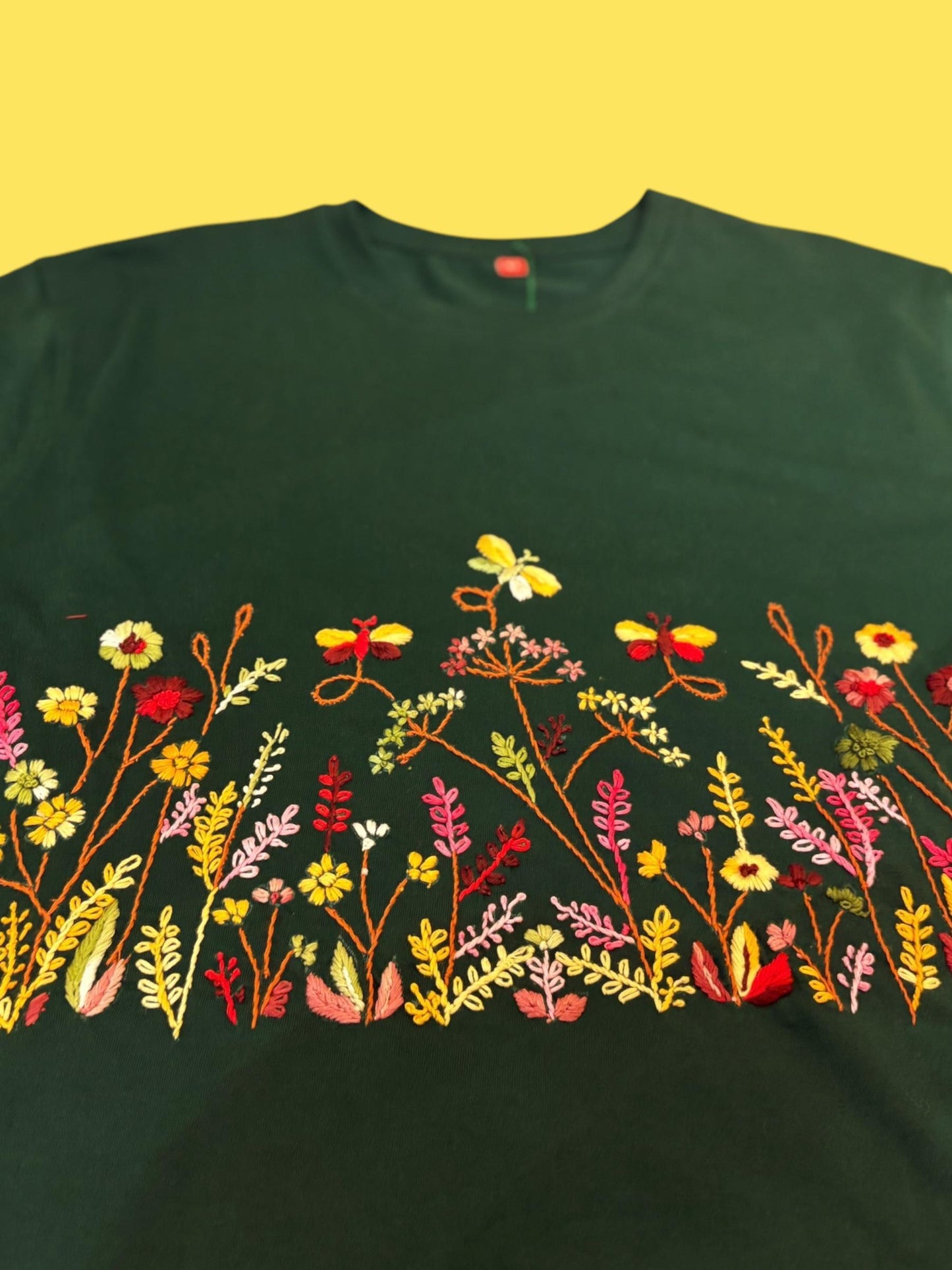 Hana Embroidered T-shirt Top - Green