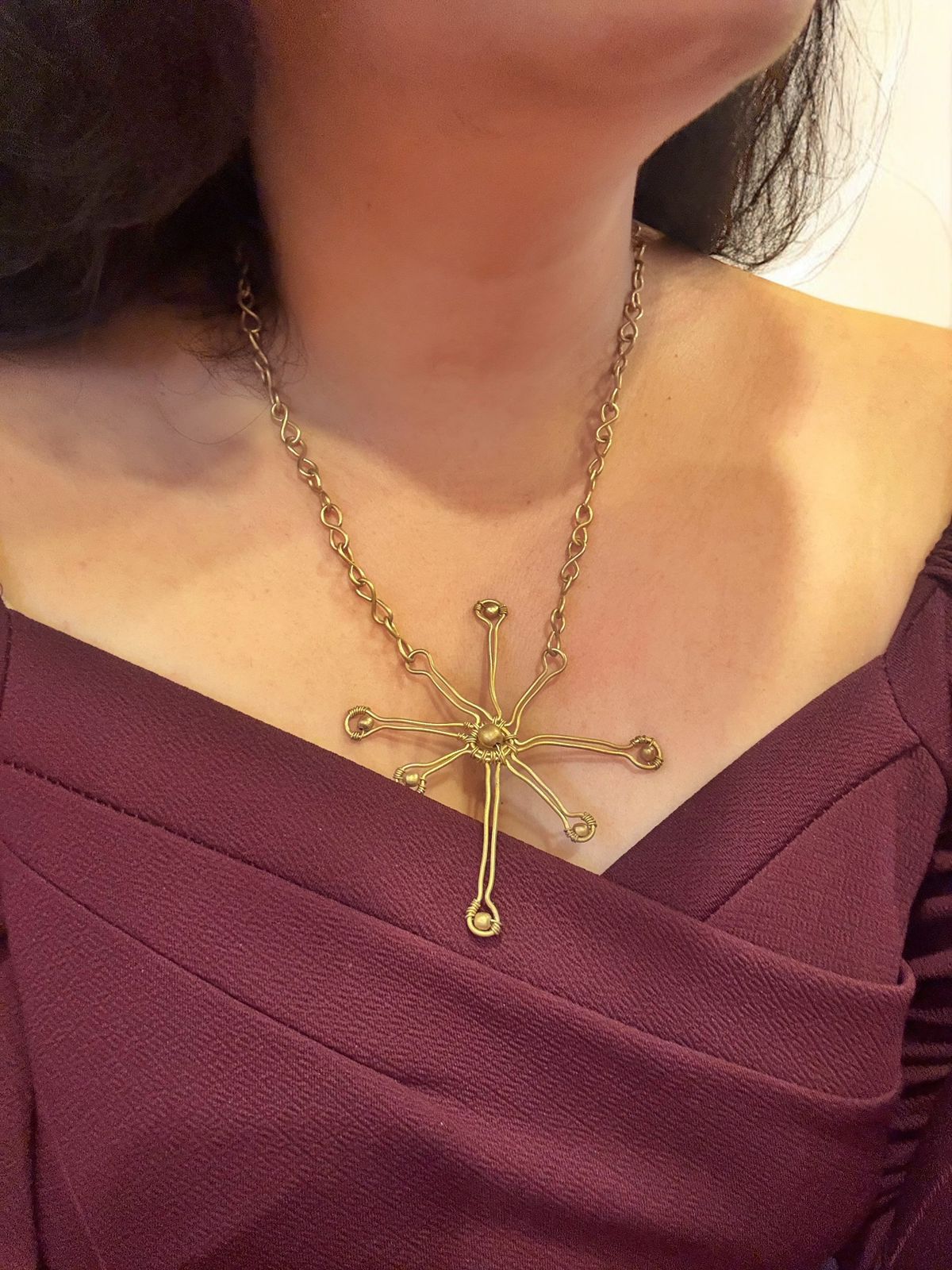 eight-point-star-pendant-brass-chain-necklace