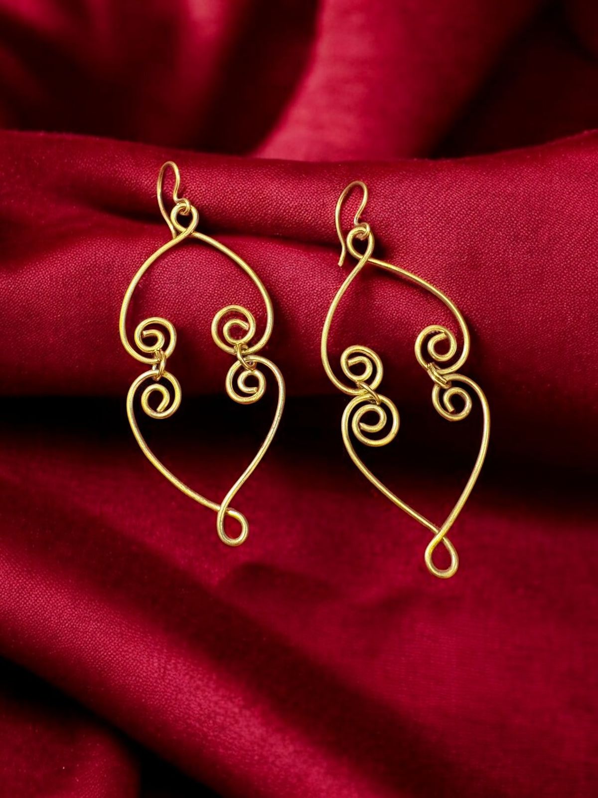 double-heart-brass-earrings