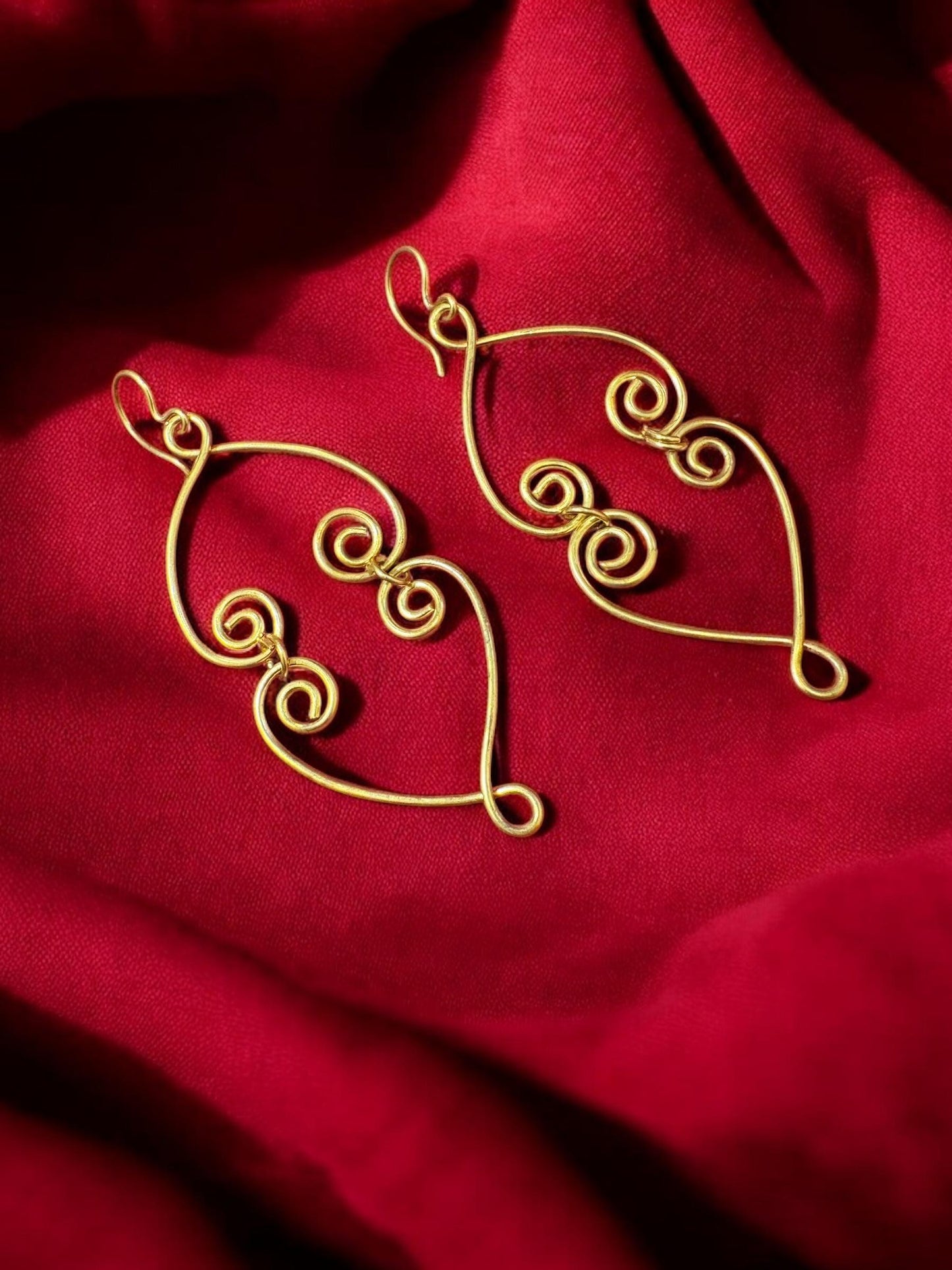 double-heart-brass-earrings