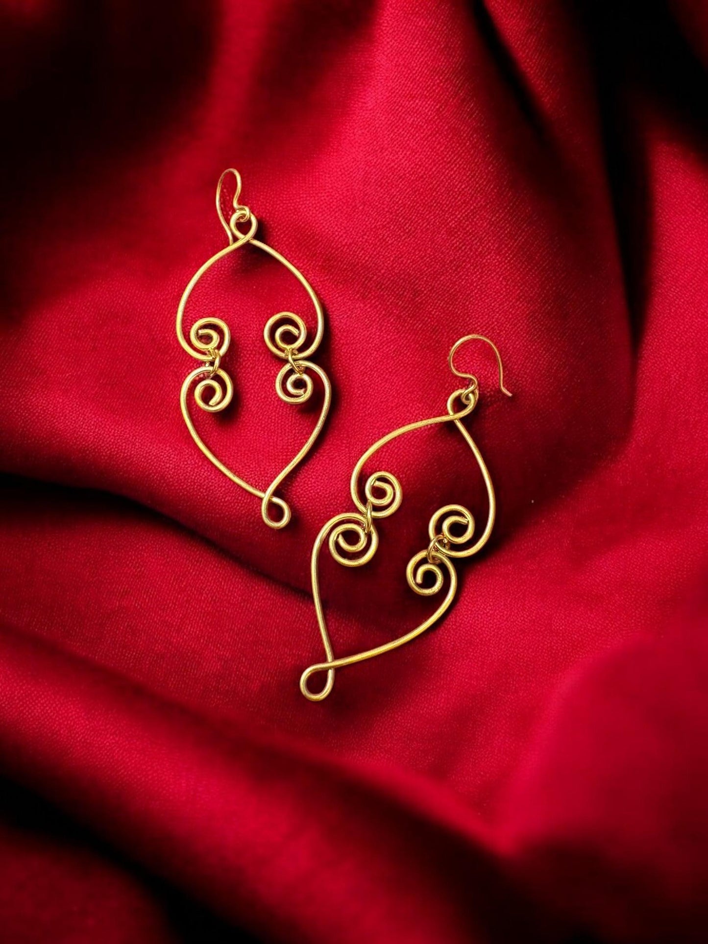 double-heart-brass-earrings