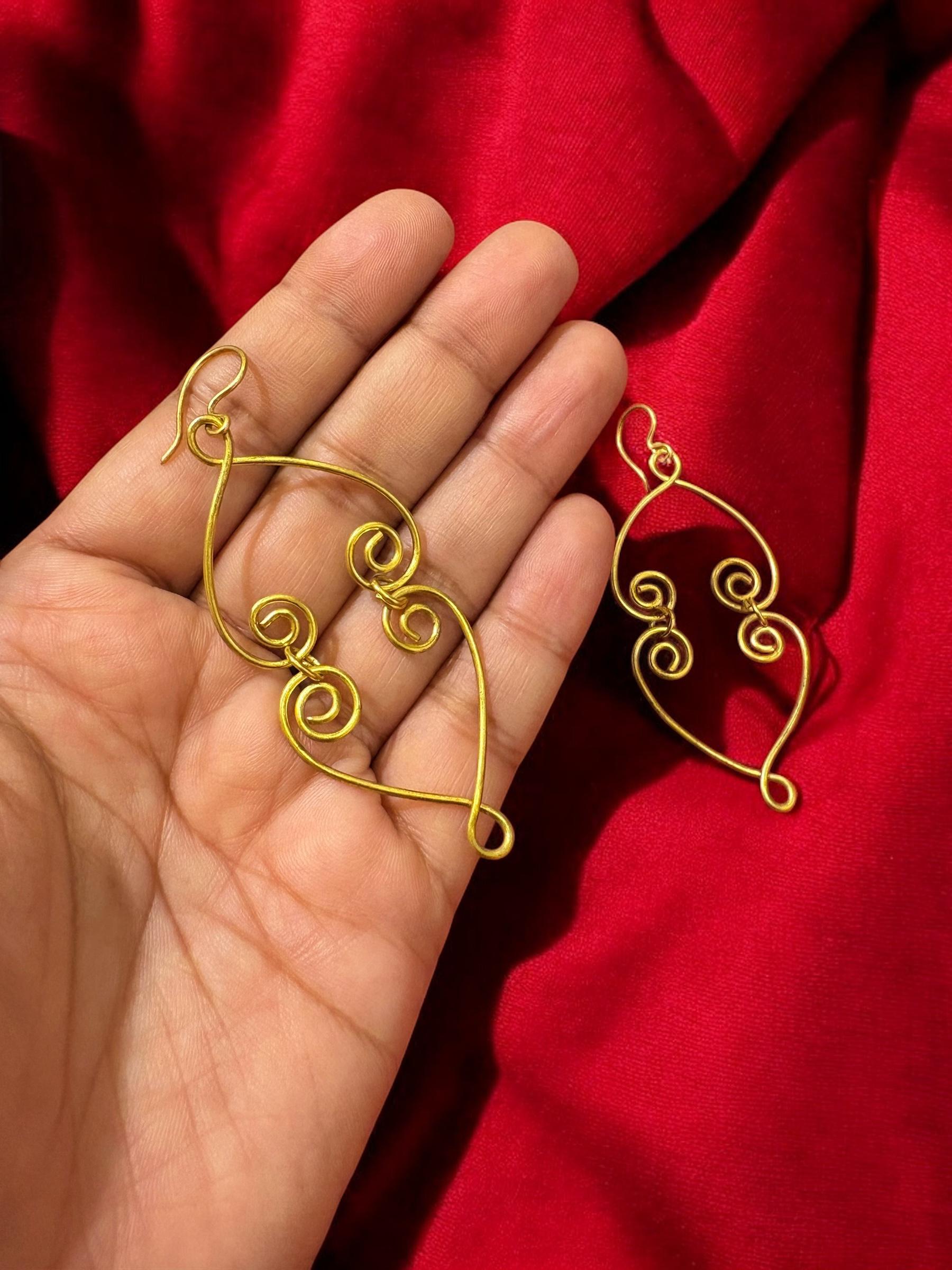 double-heart-brass-earrings