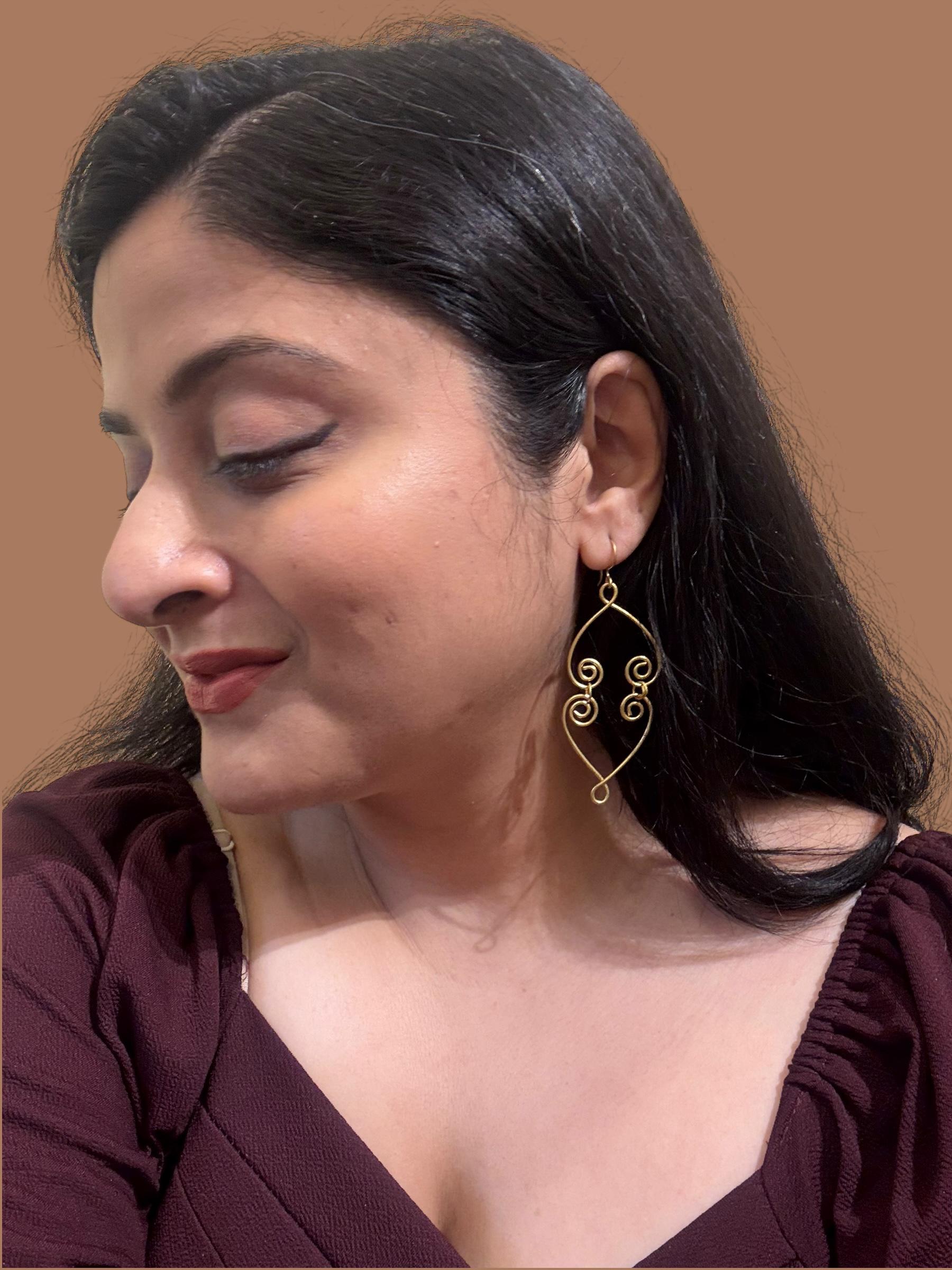 double-heart-brass-earrings