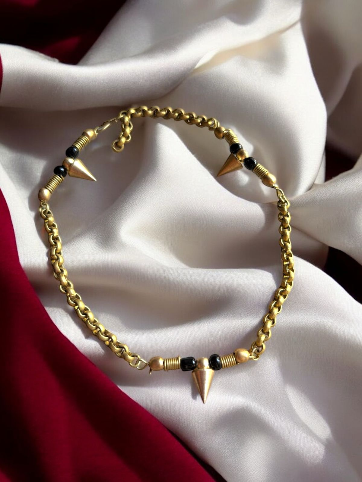 spiky-beaded-chained-brass-anklet