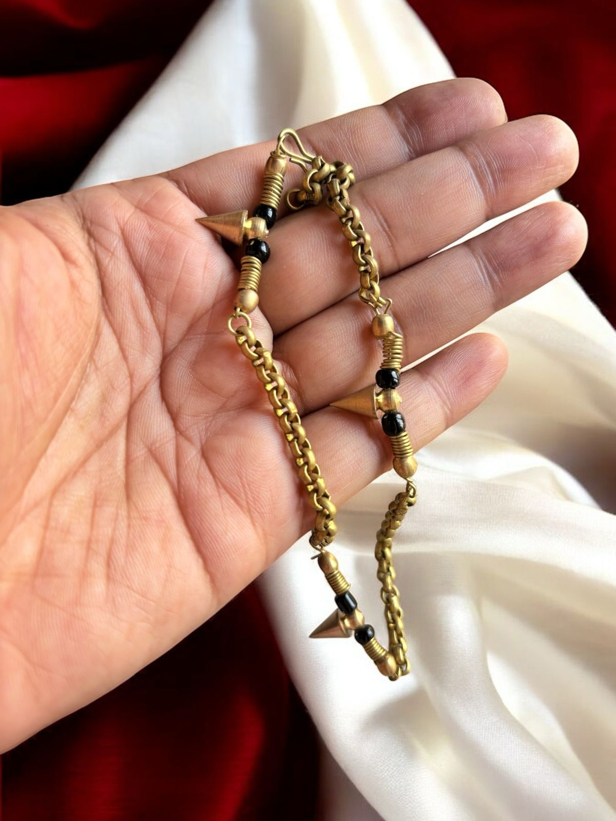 spiky-beaded-chained-brass-anklet
