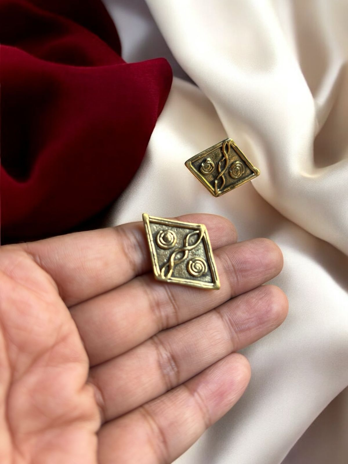 Harappan Kite Brass Stud Earrings