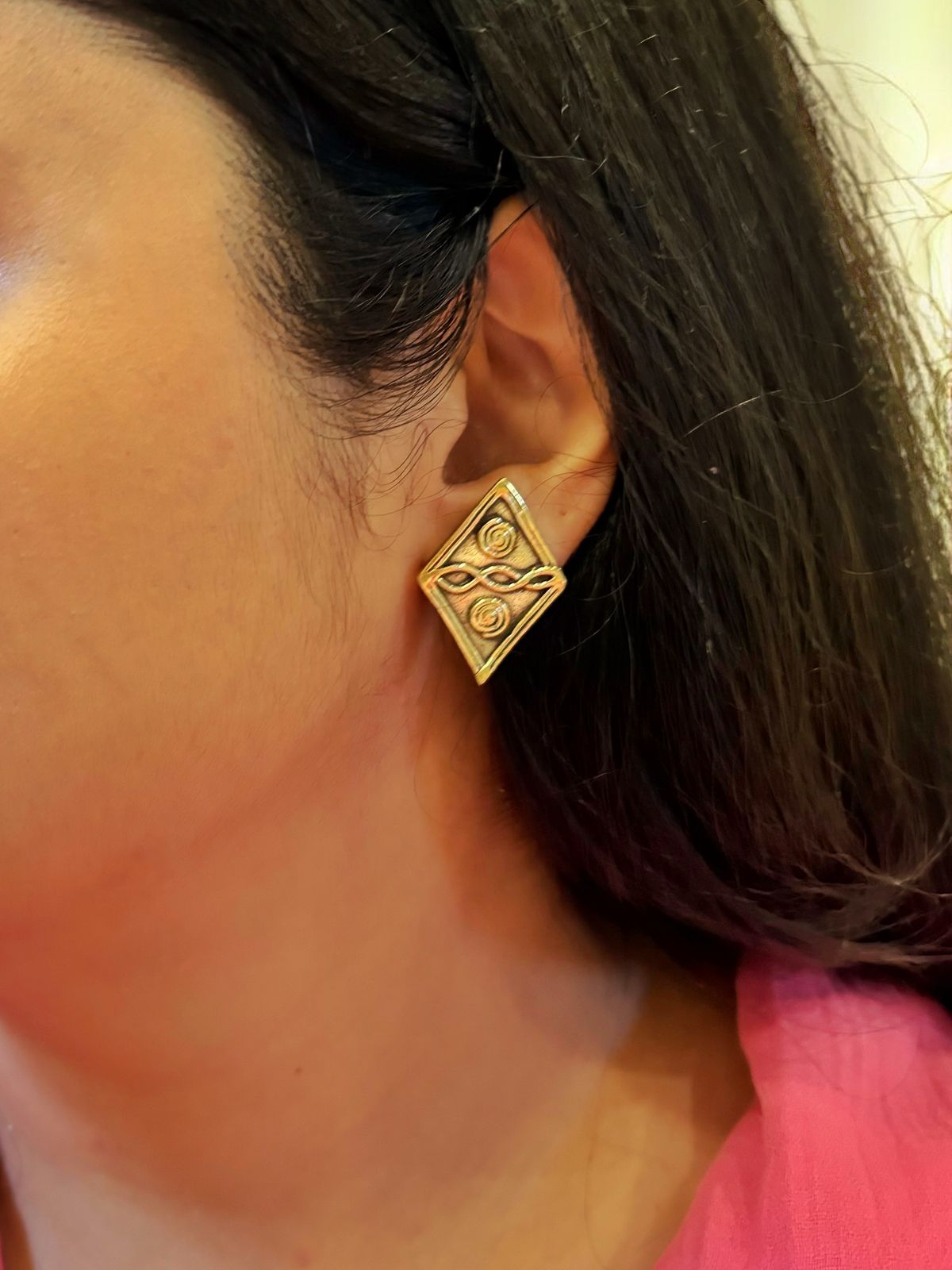 Harappan Kite Brass Stud Earrings