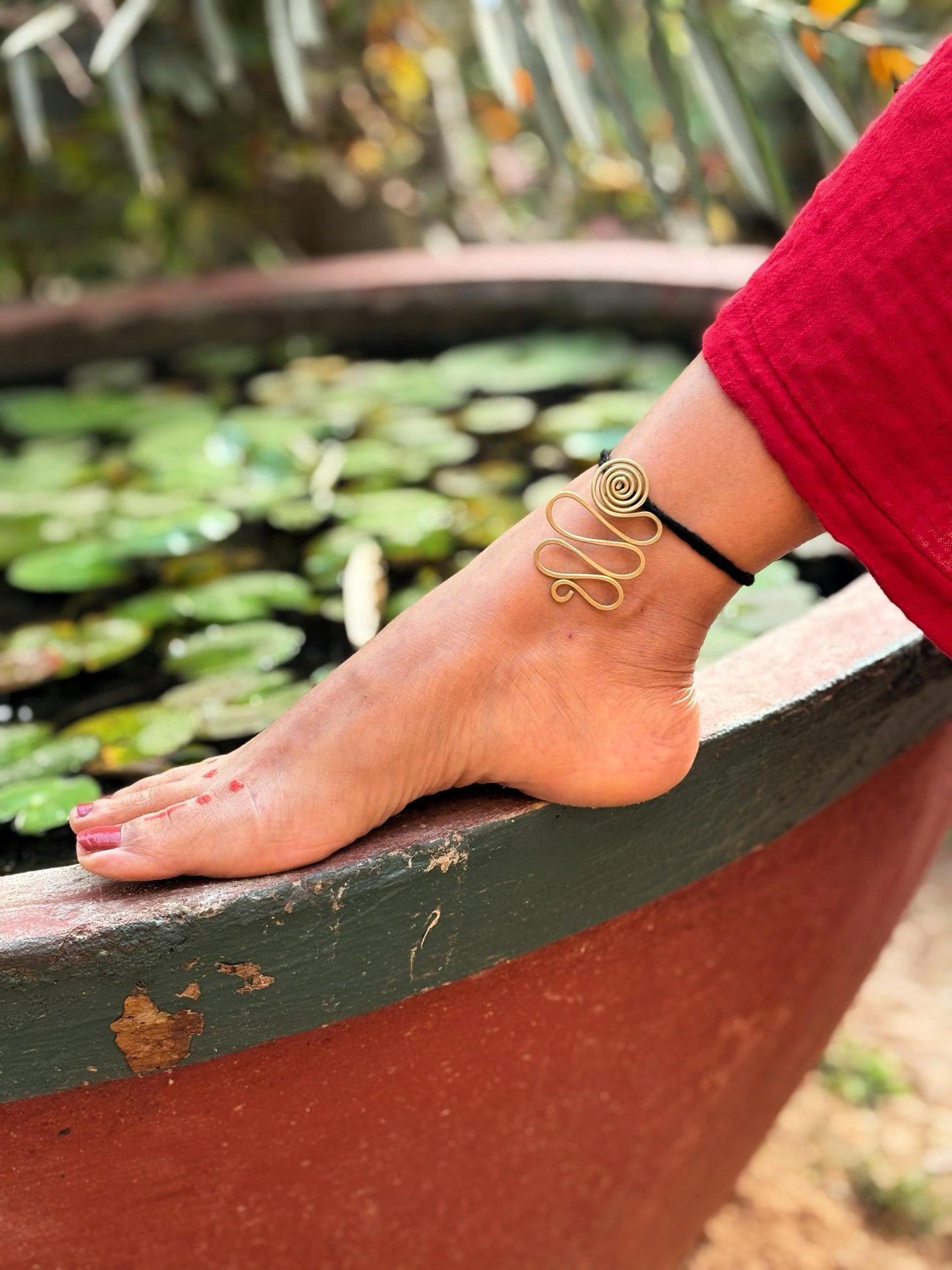 Snake Spiral Brass Anklet