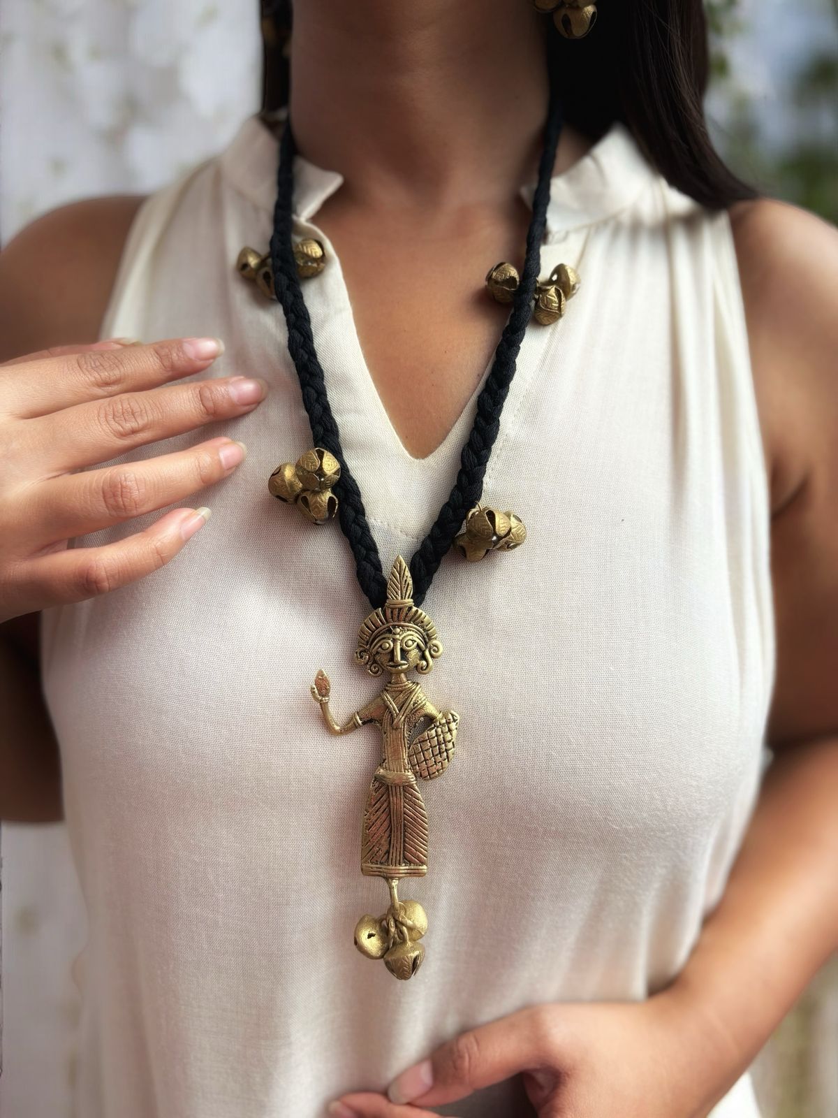 Black Brass Ghungroo Necklace Jewelry Set