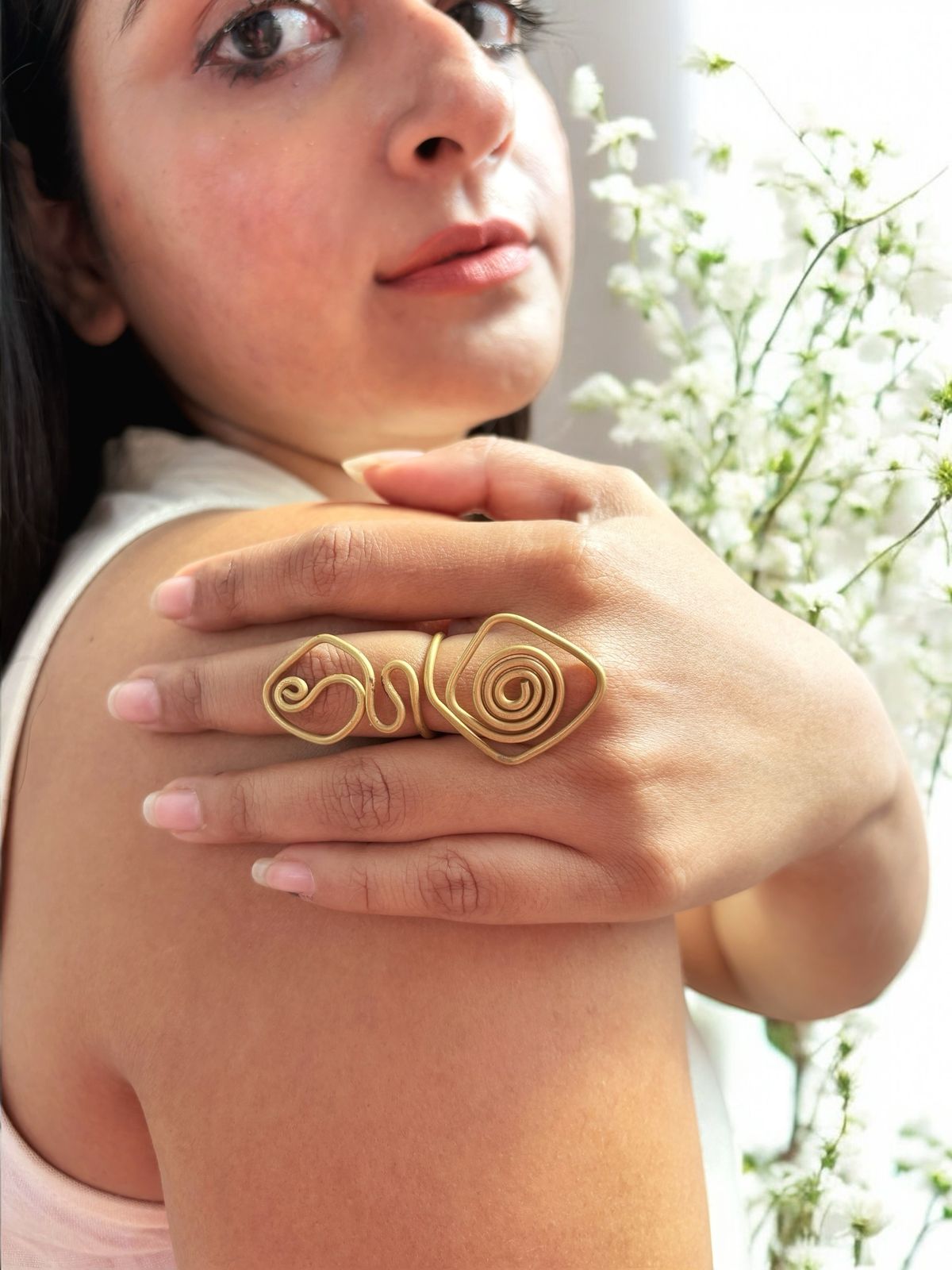 Spiral Snake Statement Brass Ring