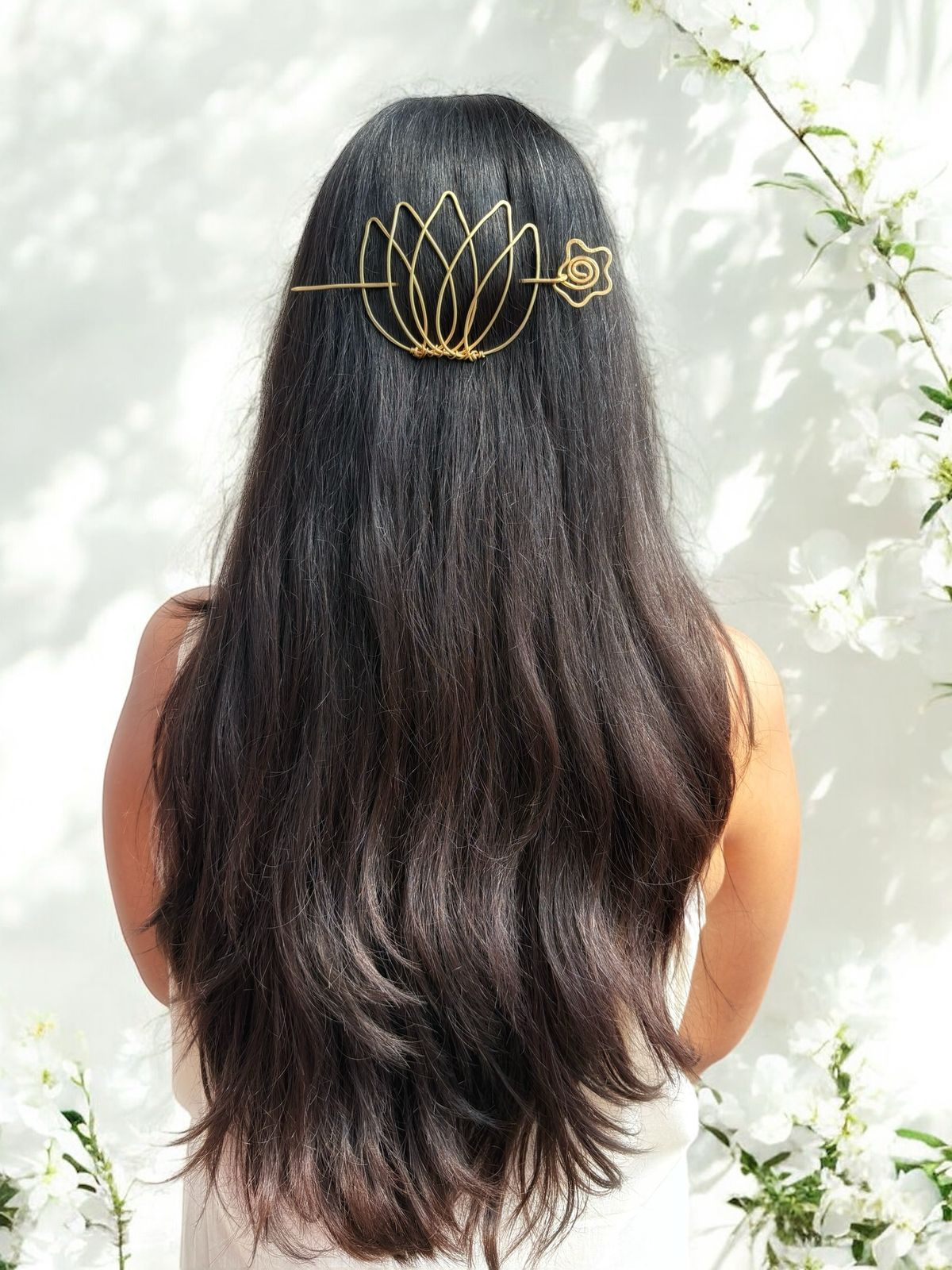 Petals Brass Bun Pin Hair Accessory