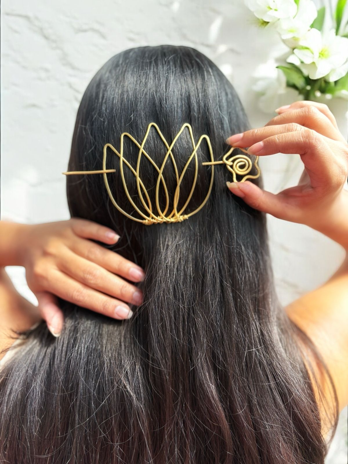 Petals Brass Bun Pin Hair Accessory