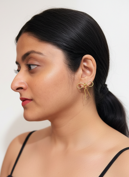 Bow Brass Stud Earrings