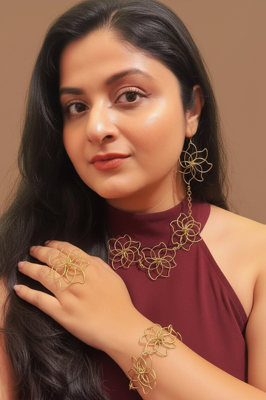 charki-flower-brass-necklace-jewelry-set-necklace-earrings-ring-bracelet