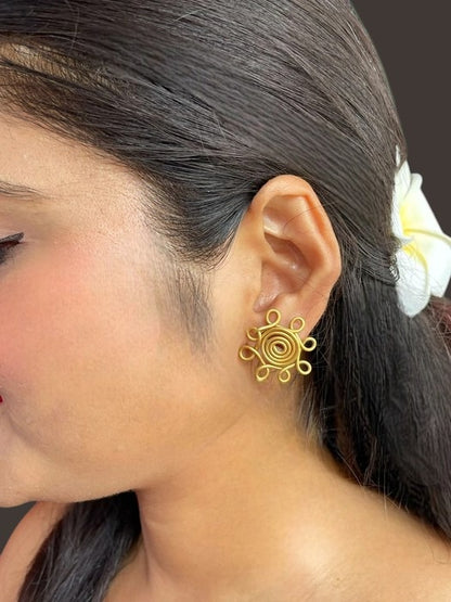 spiral-flower-brass-stud-earrings