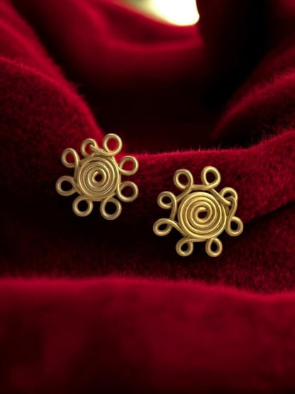 spiral-flower-brass-stud-earrings