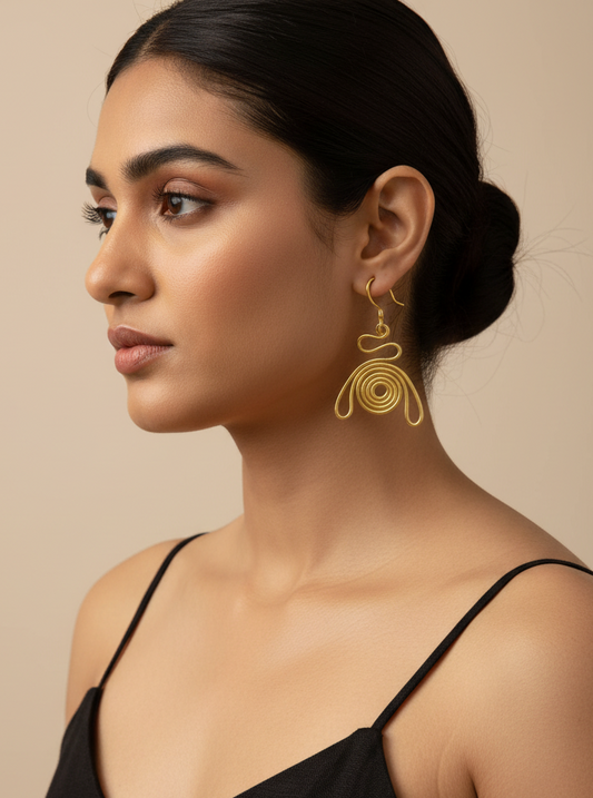 Spiral Girl Brass Dangler Earrings