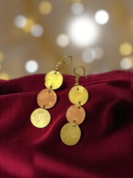 tri-circle-brass-copper-earrings