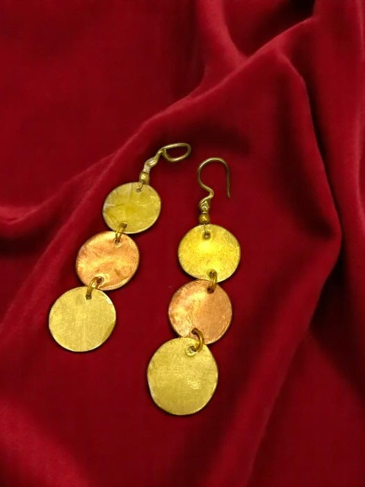 tri-circle-brass-copper-earrings