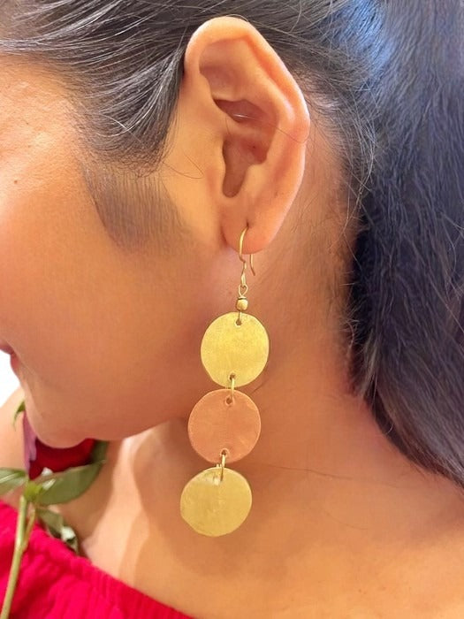 tri-circle-brass-copper-earrings