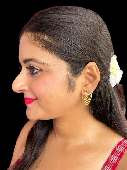 spiral-triangle-brass-stud-earrings