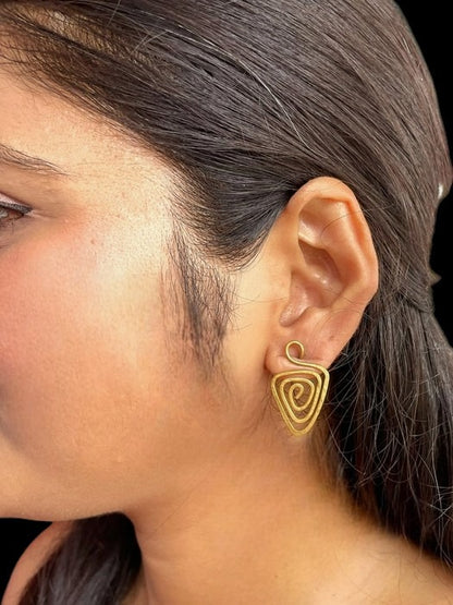 spiral-triangle-brass-stud-earrings