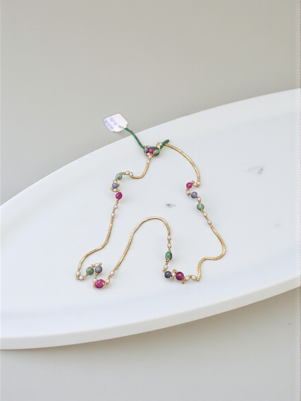 Green Blue Red Stone Long Chain