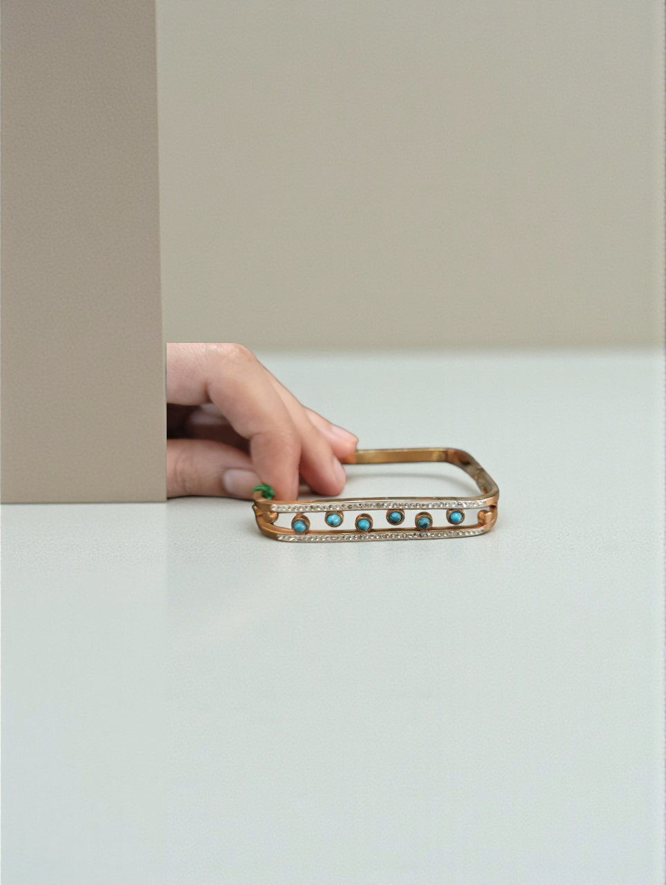 Anti-tarnish Gold Blue Square Bracelet