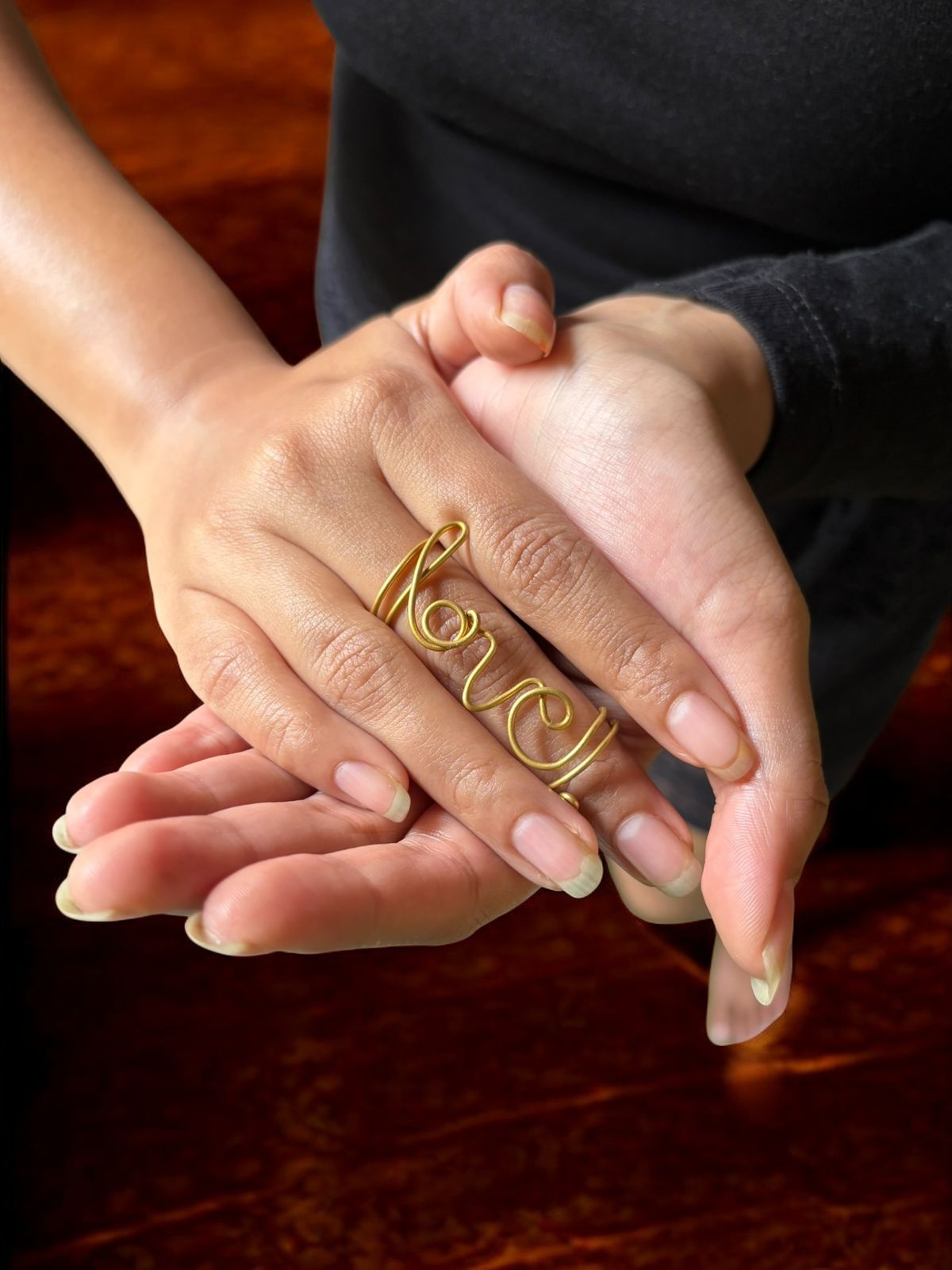 LOVE Brass Double Ring