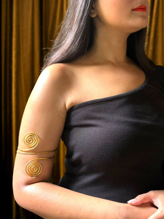 Double Spiral Brass Arm Cuff