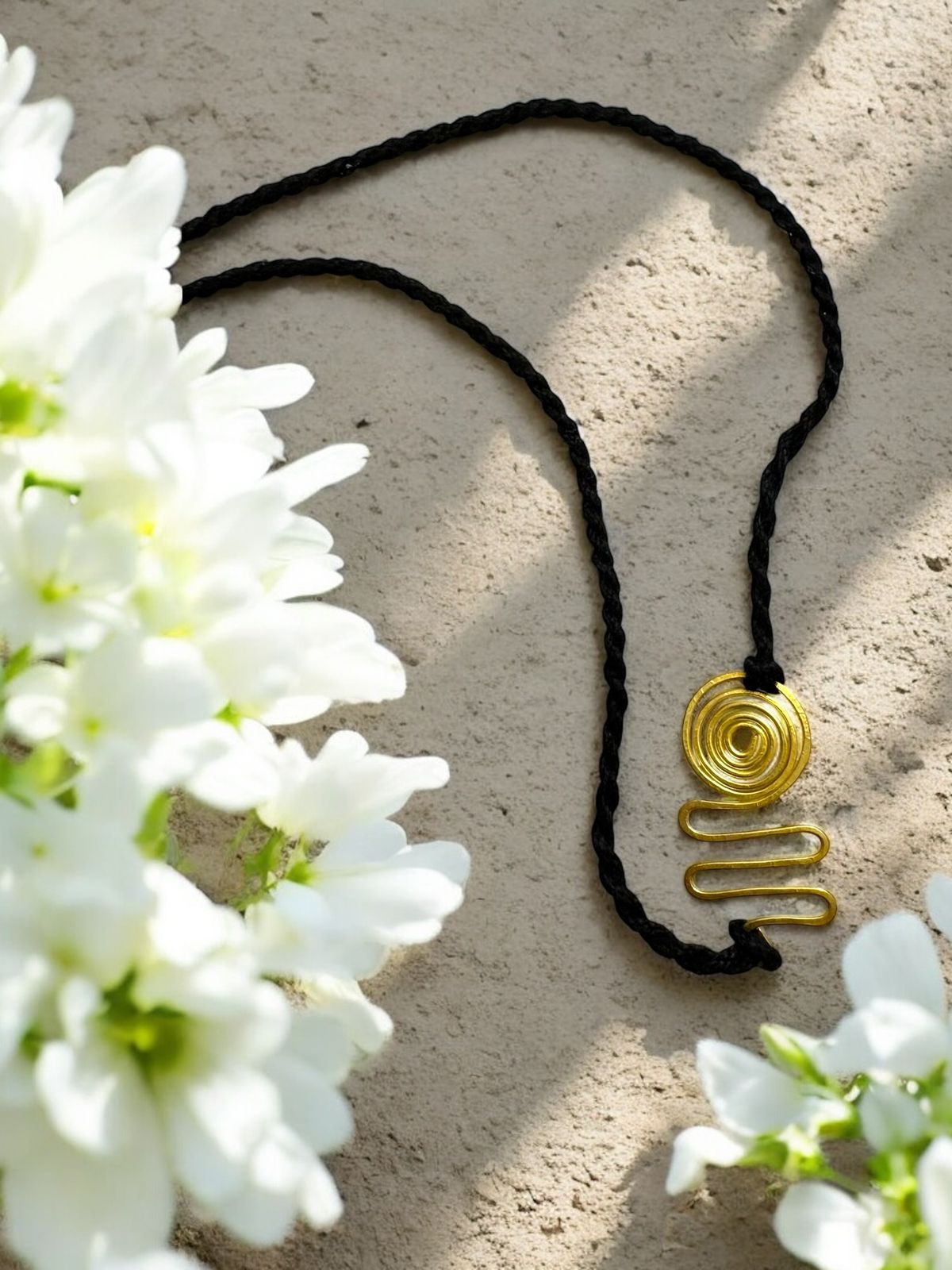 Spiral Flower Brass Anklet - Black