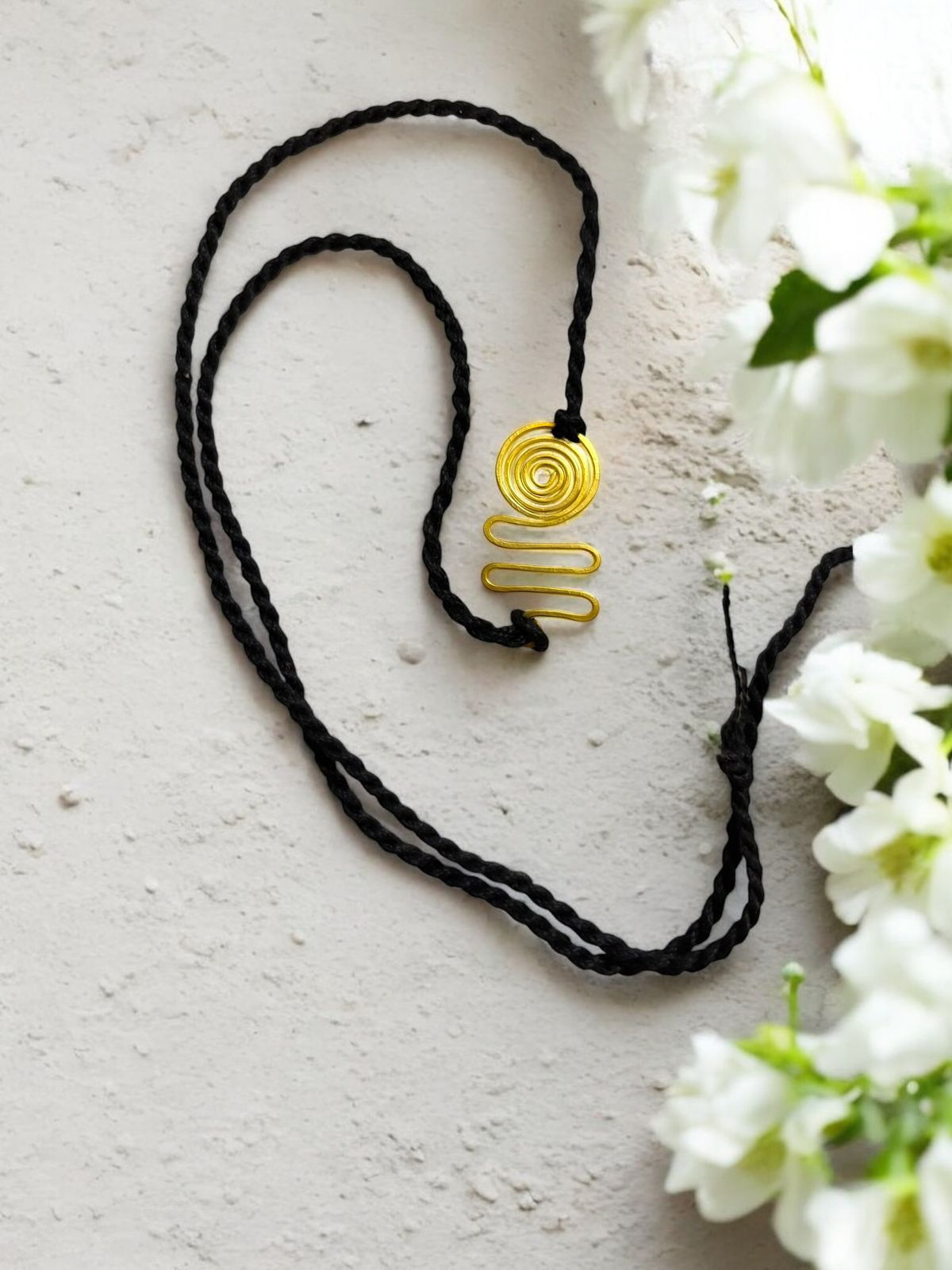 Spiral Flower Brass Anklet - Black