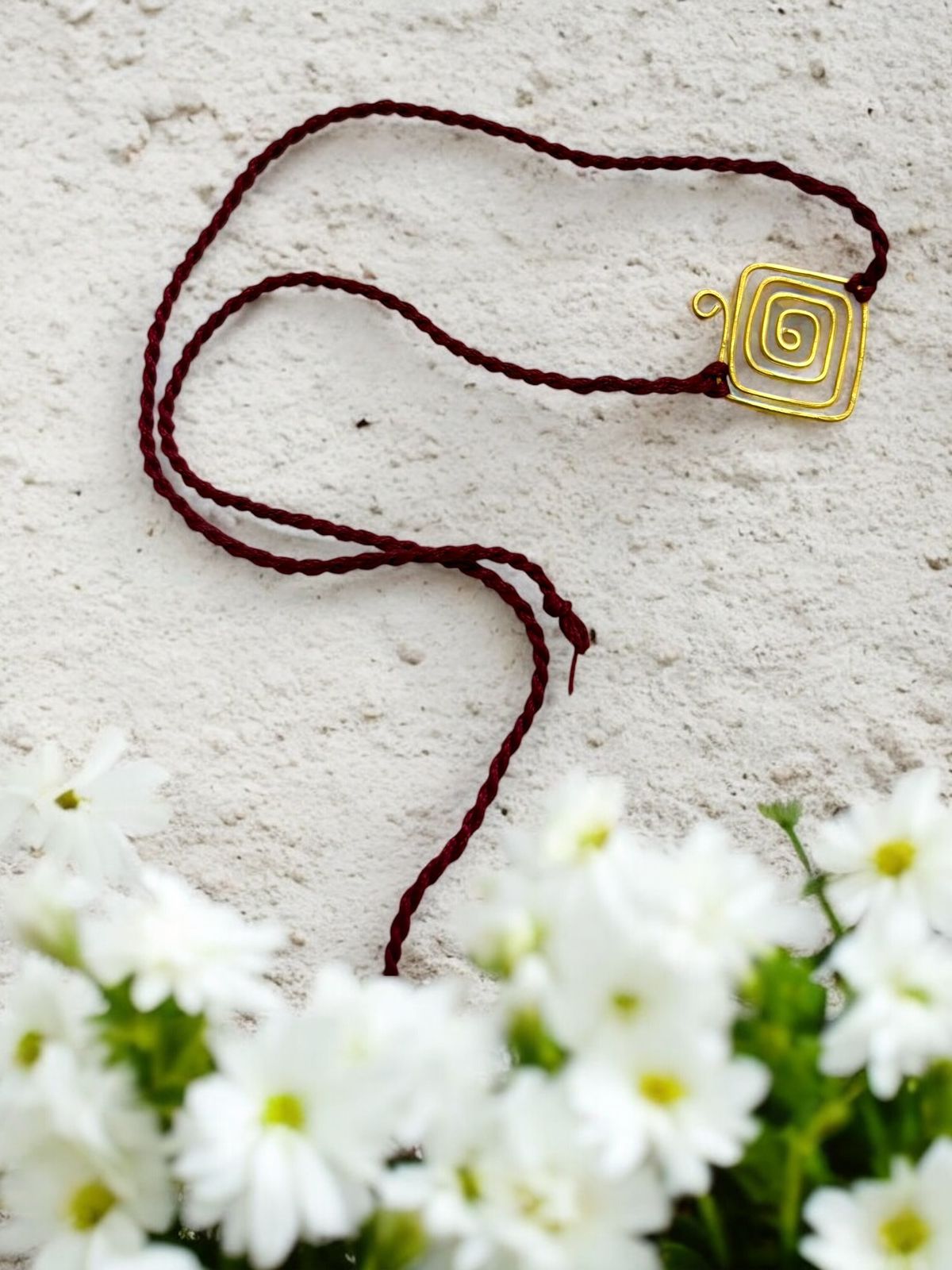 Spiral Kite Brass Anklet - Maroon